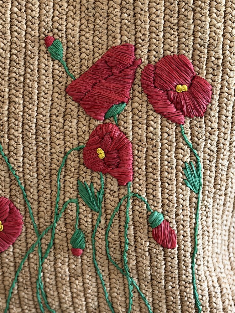 Lolo Deco Raffia Shopper Madagascar - Coquélicot