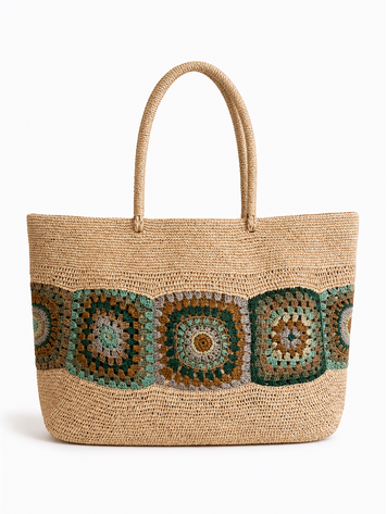 Lolo Deco Raffia Shopper Madagascar - Grand Cabas, Green
