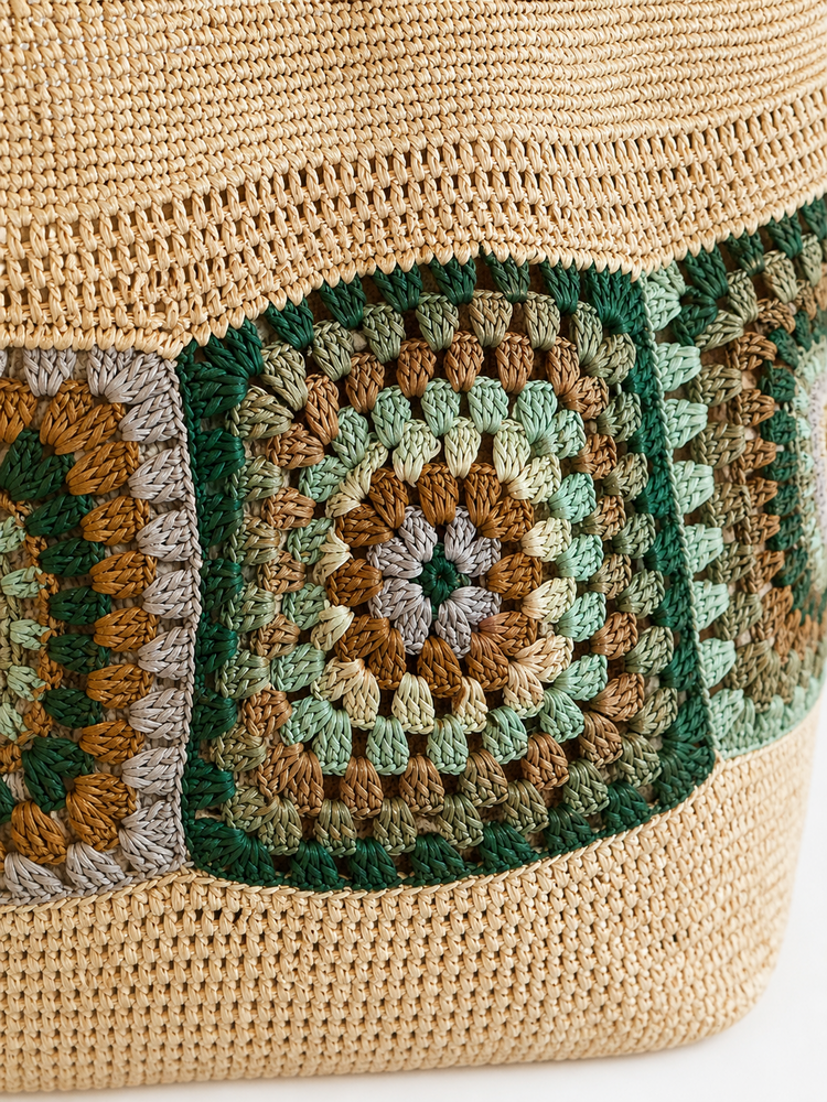 Lolo Deco Raffia Shopper Madagascar - Grand Cabas, Green