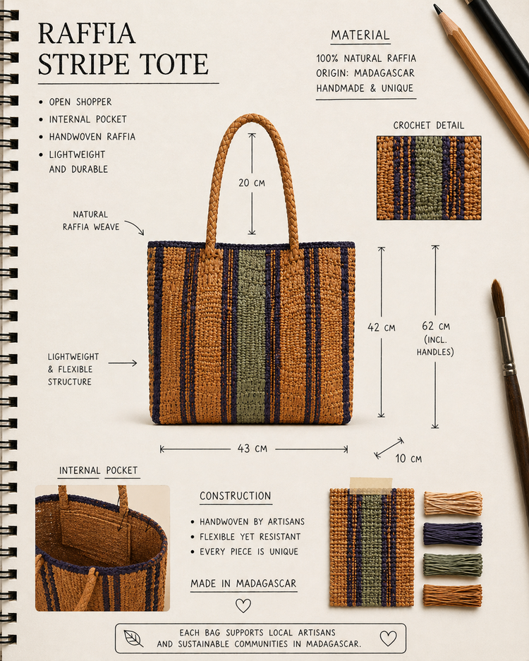Lolo Deco Raffia Shopper Madagascar - Bailladère