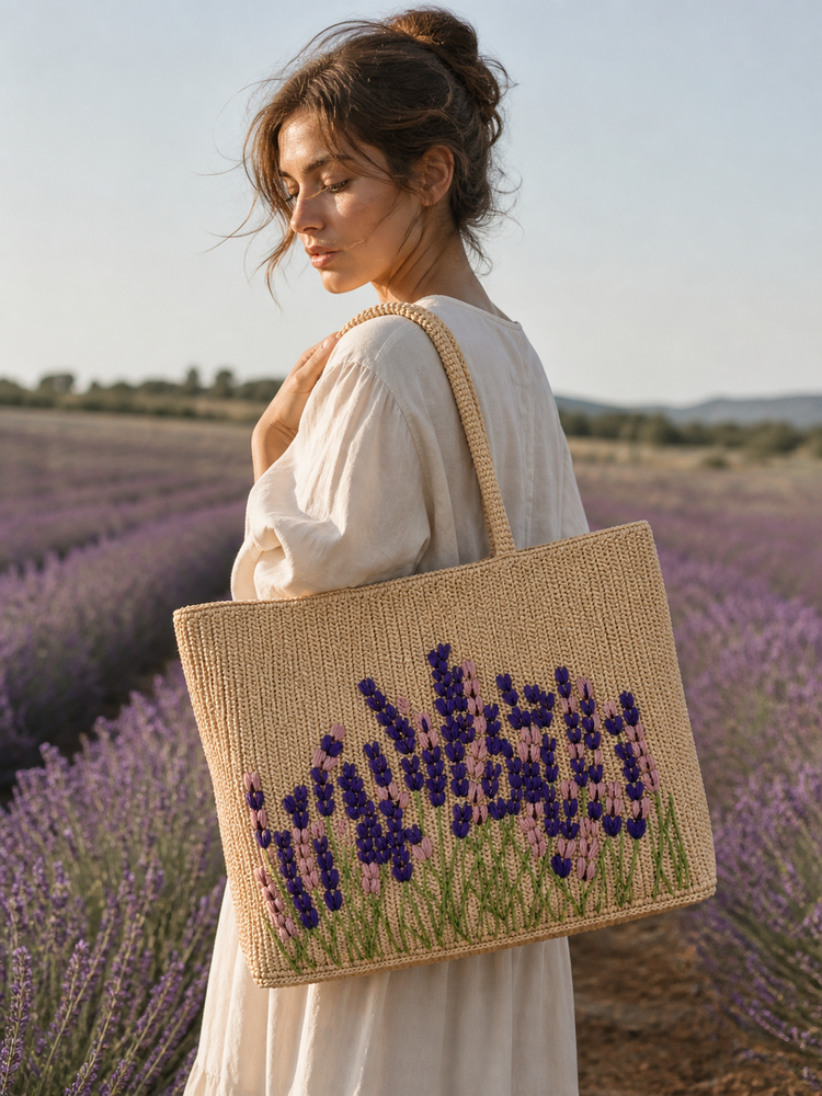 Lolo Deco Raffia Shopper Madagascar - Lavende