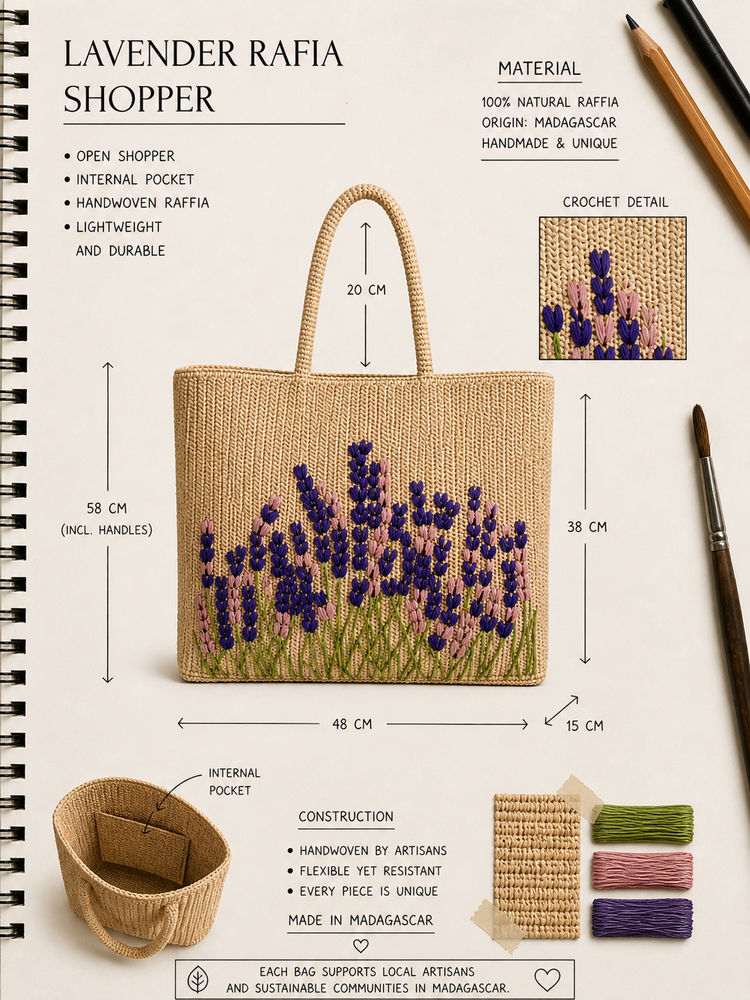 Lolo Deco Raffia Shopper Madagascar - Lavende