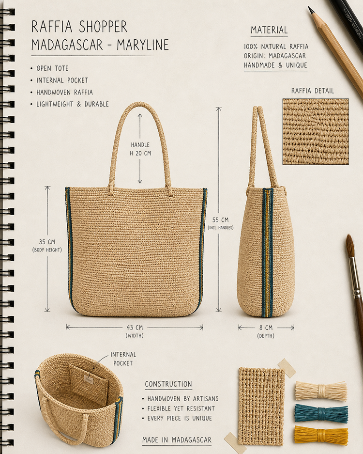 Lolo Deco Raffia Shopper Madagascar - Maryline