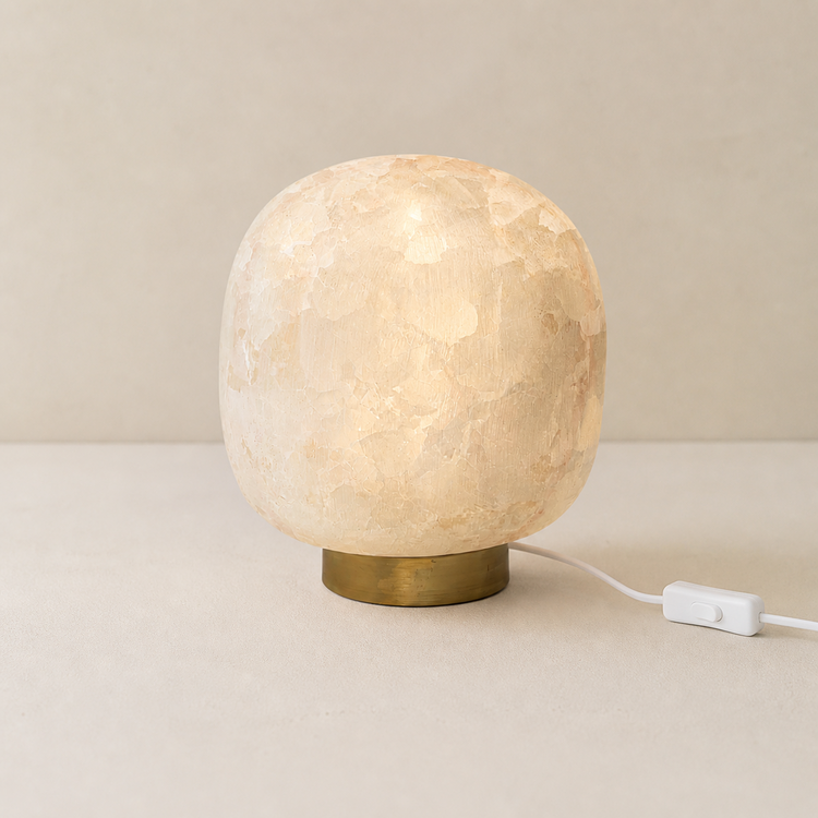 Curra Tabletop Lamp - Limestone & Brass