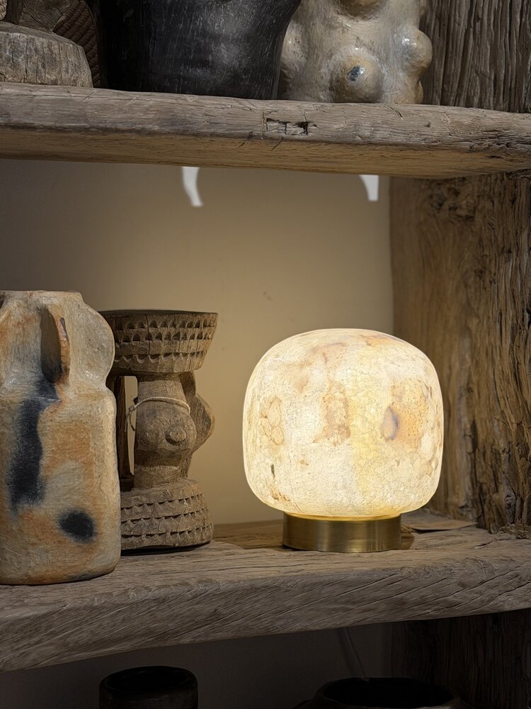 Curra Tabletop Lamp - Limestone & Brass