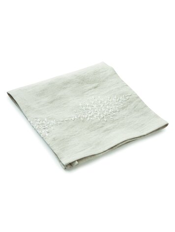 Charvet Éditions Servet Reseda Linnen Geborduurd White
