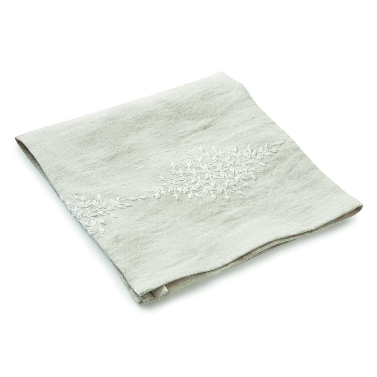 Charvet Éditions Servet Reseda Linnen Geborduurd White