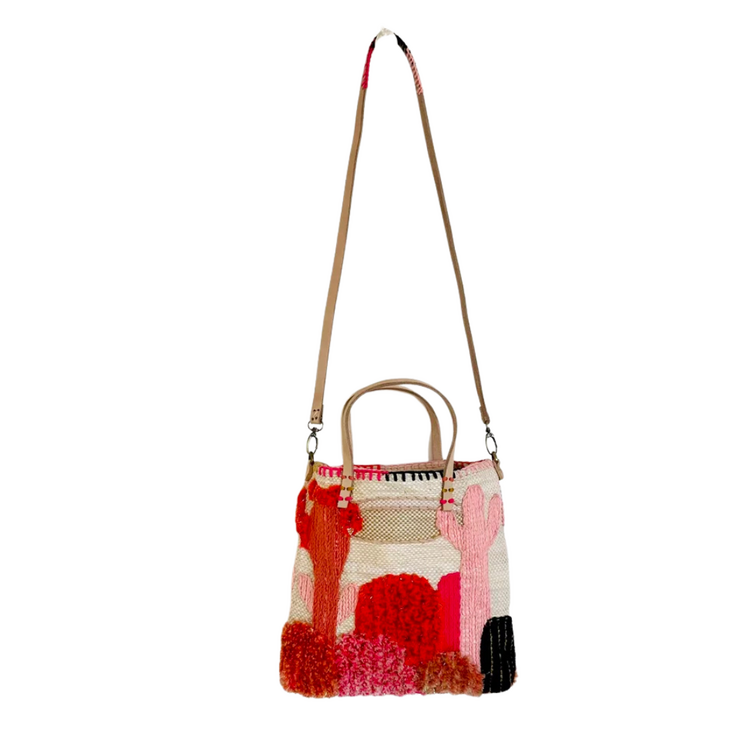 Enshallah Handgemaakte Gerecycleerde Handtas - Pink Cactus