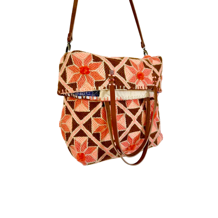 Enshallah Handgemaakte Gerecycleerde Handtas - Brown Peach