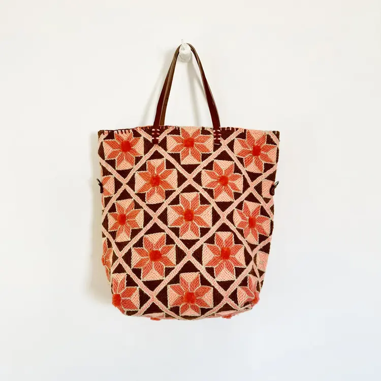 Enshallah Handgemaakte Gerecycleerde Handtas - Brown Peach