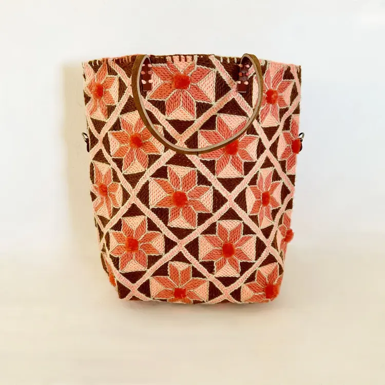 Enshallah Handgemaakte Gerecycleerde Handtas - Brown Peach