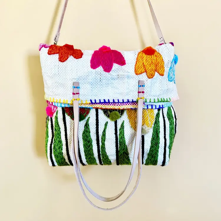 Enshallah Handmade Recycled Food Bag - Multicolor Tulips