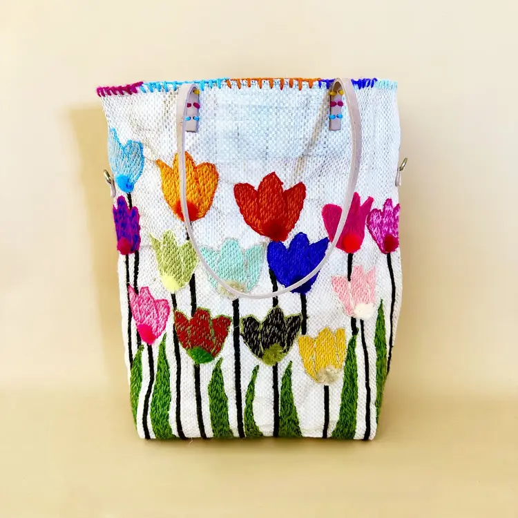 Enshallah Handgemaakte Gerecycleerde Handtas - Tulips