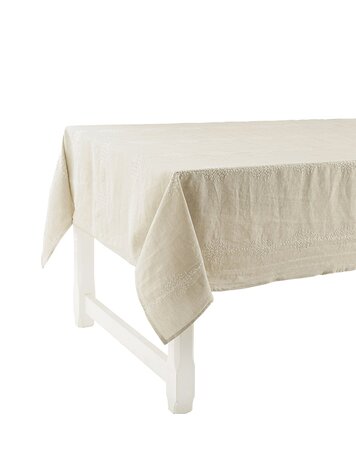Charvet Éditions Tafelkleed Reseda Linnen Geborduurd White