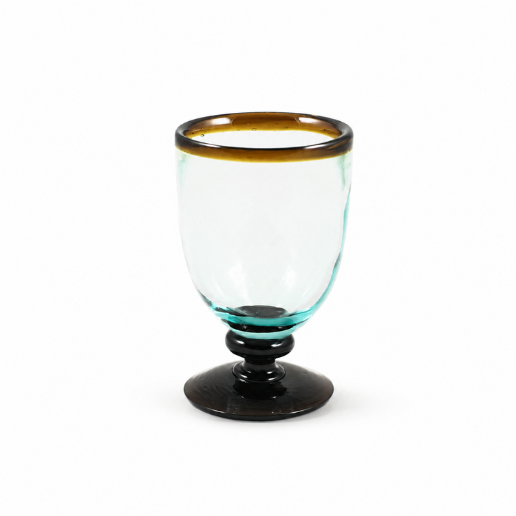 Handgeblazen Glas Met Voet M - Amber