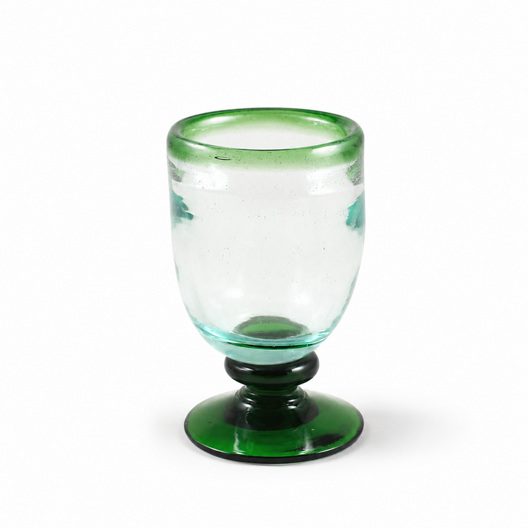 Handgeblazen Glas Met Voet M - Groen