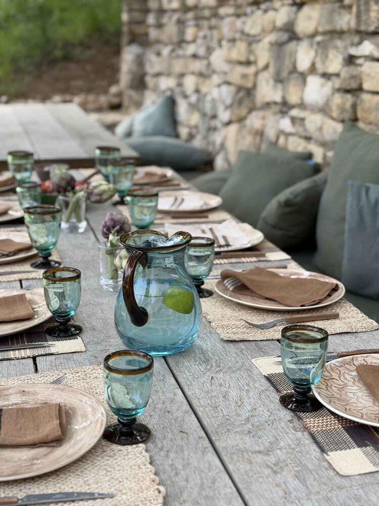 Handgeblazen Glas Met Voet L - Amber