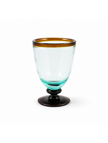 Blown Glass With Foot L - Amber