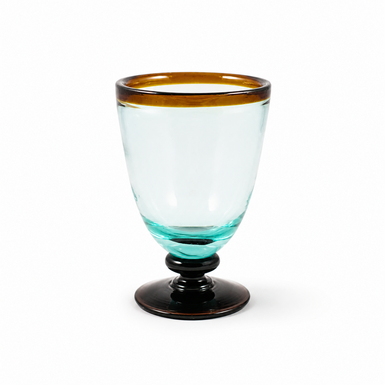 Blown Glass With Foot L - Amber