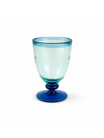 Mond geblazen Glas Met Voet L - Blue