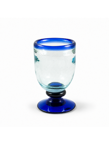 Mondgeblazen Glas Met Voet M  - Blue