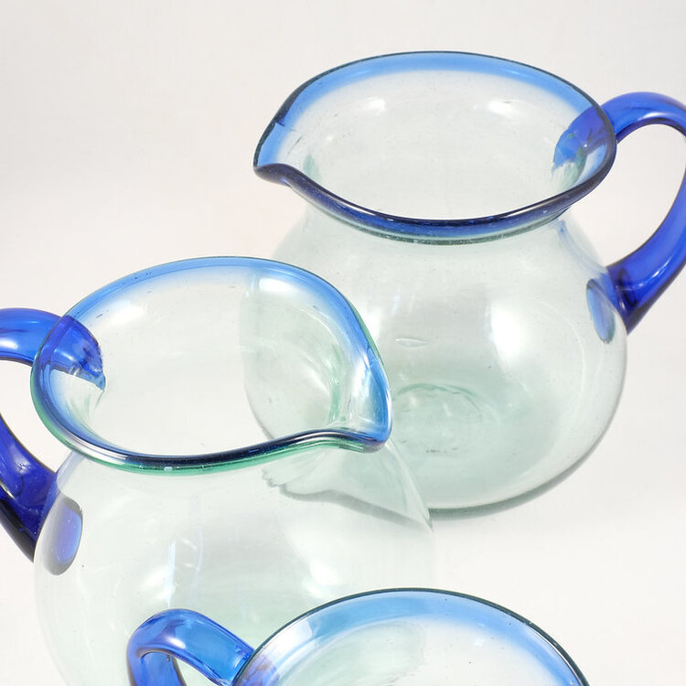 Mond geblazen Glazen Waterkan - Blauw