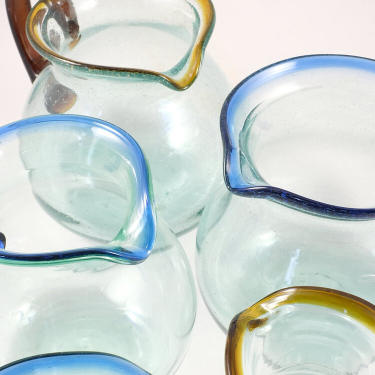 Mond geblazen Glazen Waterkan - Blauw