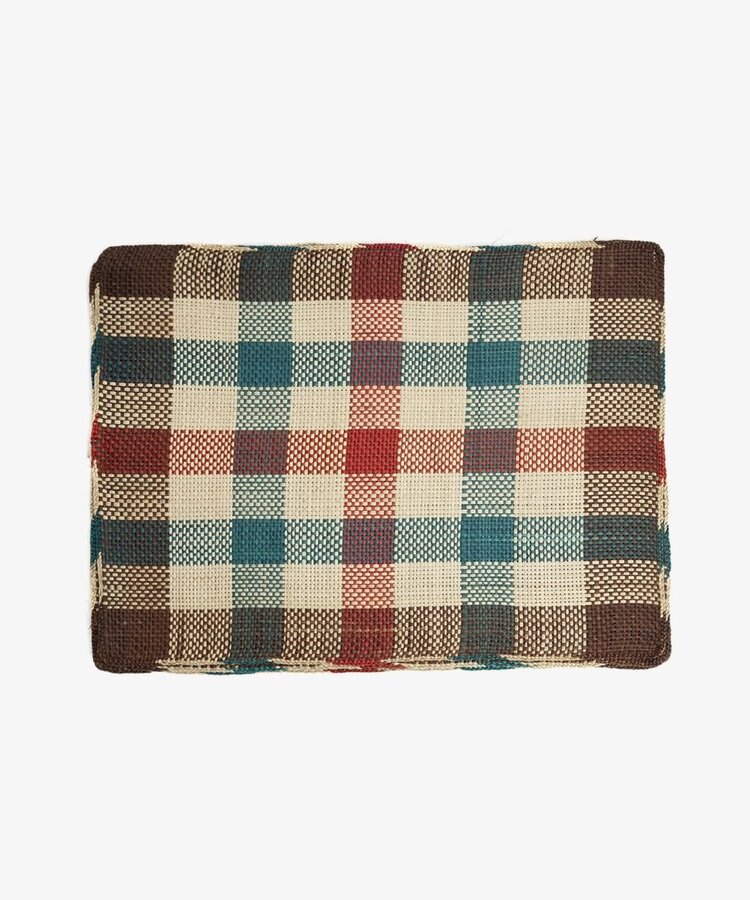 Guanabana handmade Straw Placemat - Green/Red Checks