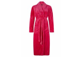 badjas dames fuchsia met sjaalkraag - fleece