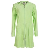 Badjas dames groen - met rits en capuchon