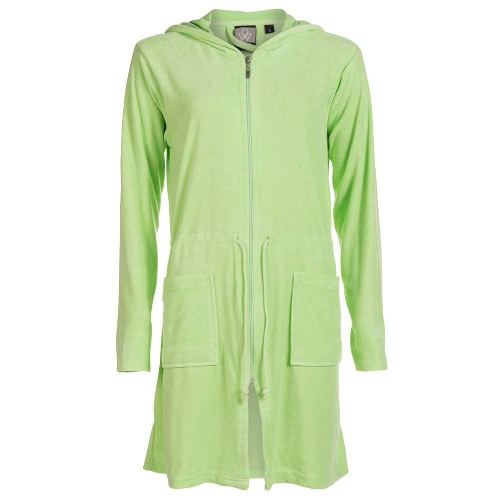 Badjas dames groen met rits en capuchon afbeelding