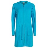 Badjas dames aquablauw  - met rits en capuchon