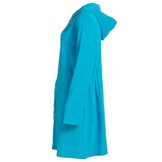 Badjas dames aquablauw  - met rits en capuchon