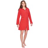 Badjas dames rood  - met rits en capuchon