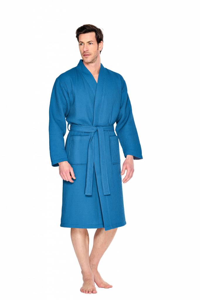 Kobaltblauwe katoenen kimono badjas van Badrock – ademend & comfortabel