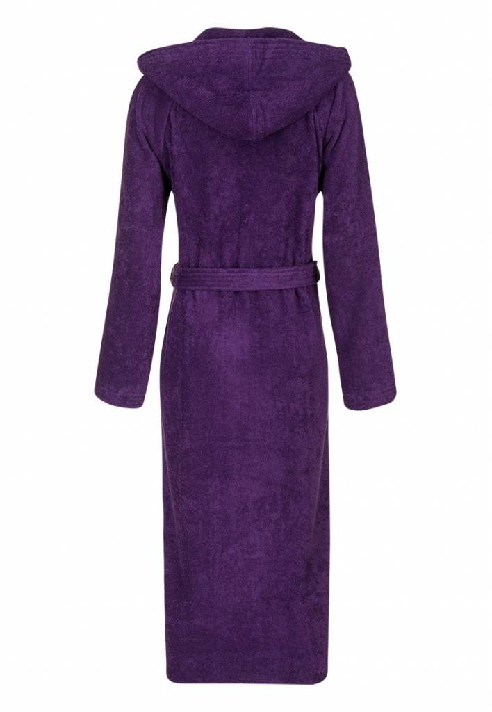 Badrock dames badjas paars met capuchon – badstof katoen