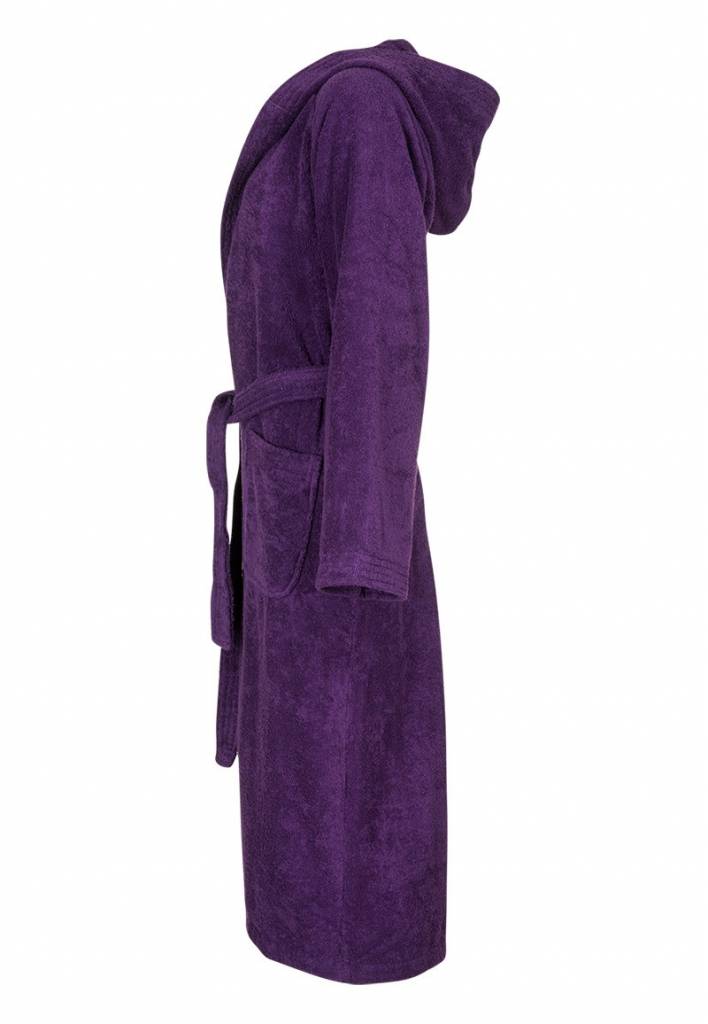 Badrock dames badjas paars met capuchon – badstof katoen