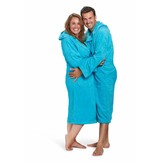 Unisex Badrock badjas aquablauw met capuchon – badstof sauna badjas
