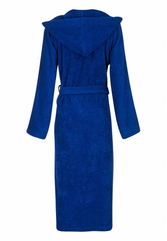 Unisex Badrock badjas kobaltblauw met capuchon – badstof sauna badjas