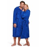 badjas unisex kobaltblauw katoen met capuchon