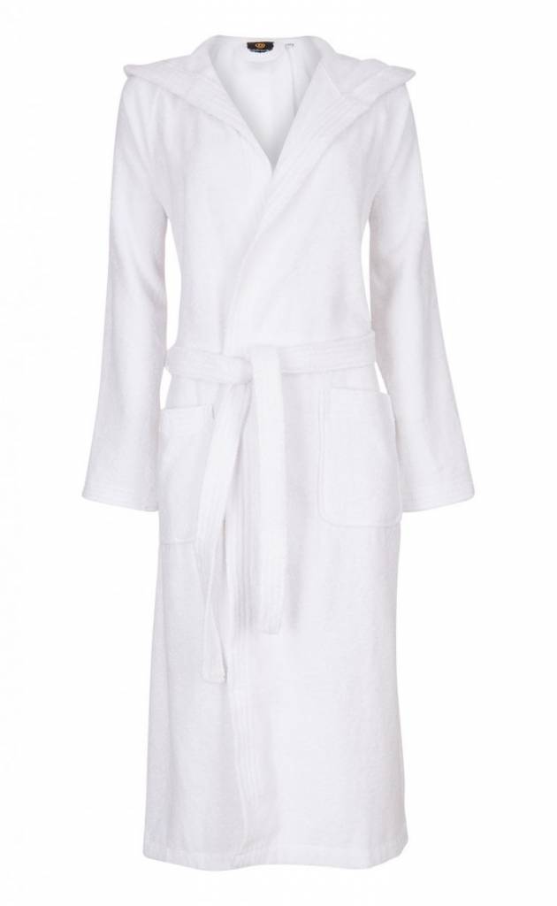 Unisex Badrock badjas wit met capuchon – badstof sauna badjas