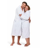 Unisex Badrock badjas wit met capuchon – badstof sauna badjas