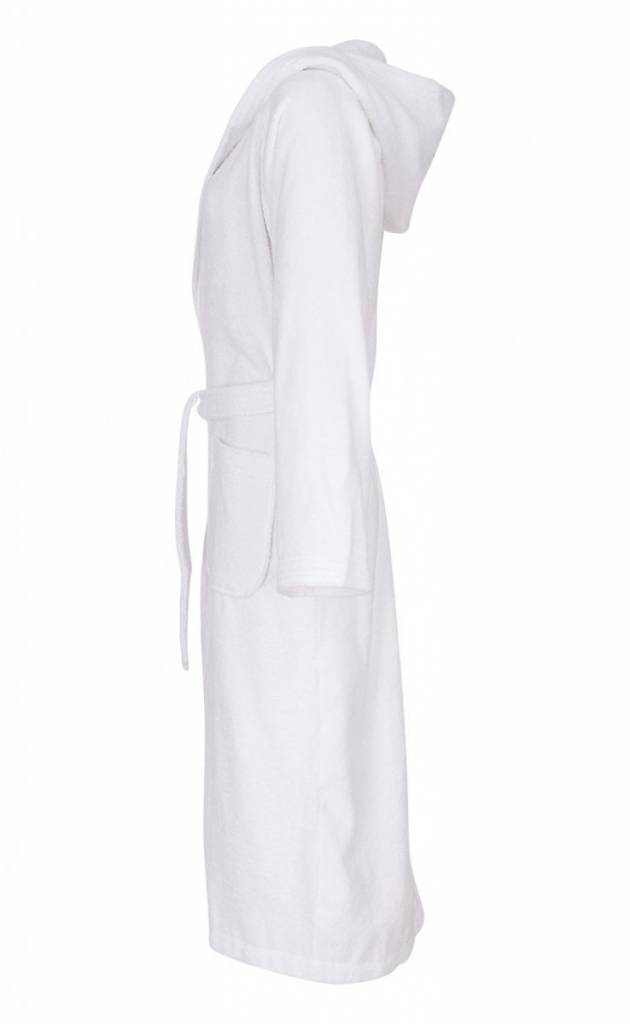 Unisex Badrock badjas wit met capuchon – badstof sauna badjas