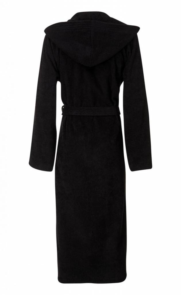 Unisex Badrock badjas zwart met capuchon – badstof sauna badjas