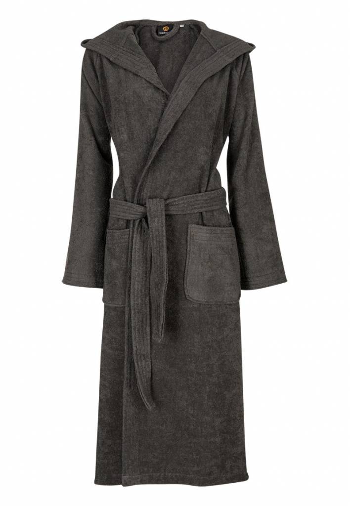 badjas unisex antraciet met capuchon afbeelding