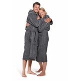 Badrock unisex badjas antraciet met capuchon – badstof sauna badjas