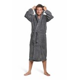 Badrock unisex badjas antraciet met capuchon – badstof sauna badjas