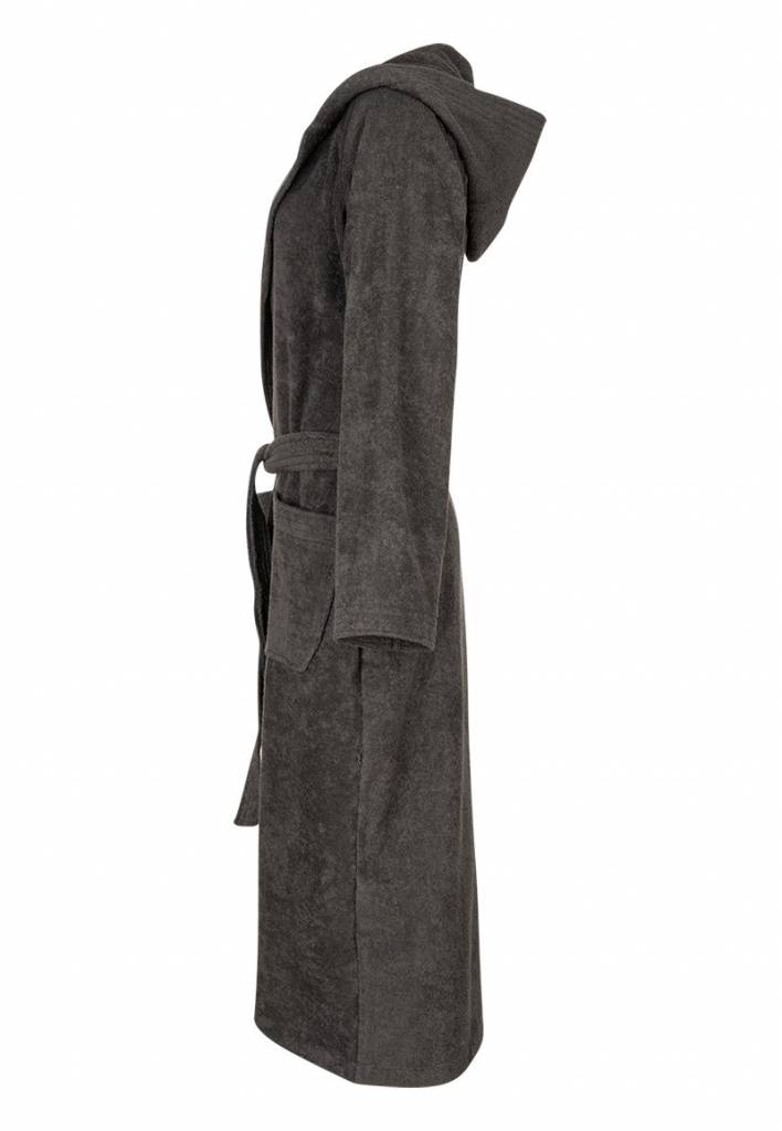 Badrock unisex badjas antraciet met capuchon – badstof sauna badjas
