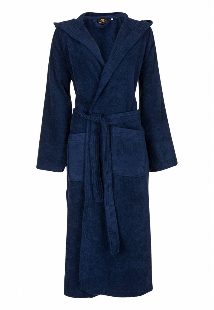 badjas unisex marineblauw katoen met capuchon