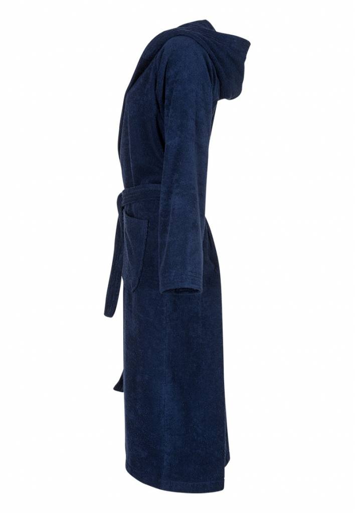 badjas unisex marineblauw katoen met capuchon